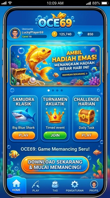 Layar utama oce69 — antarmuka bersih setelah instalasi